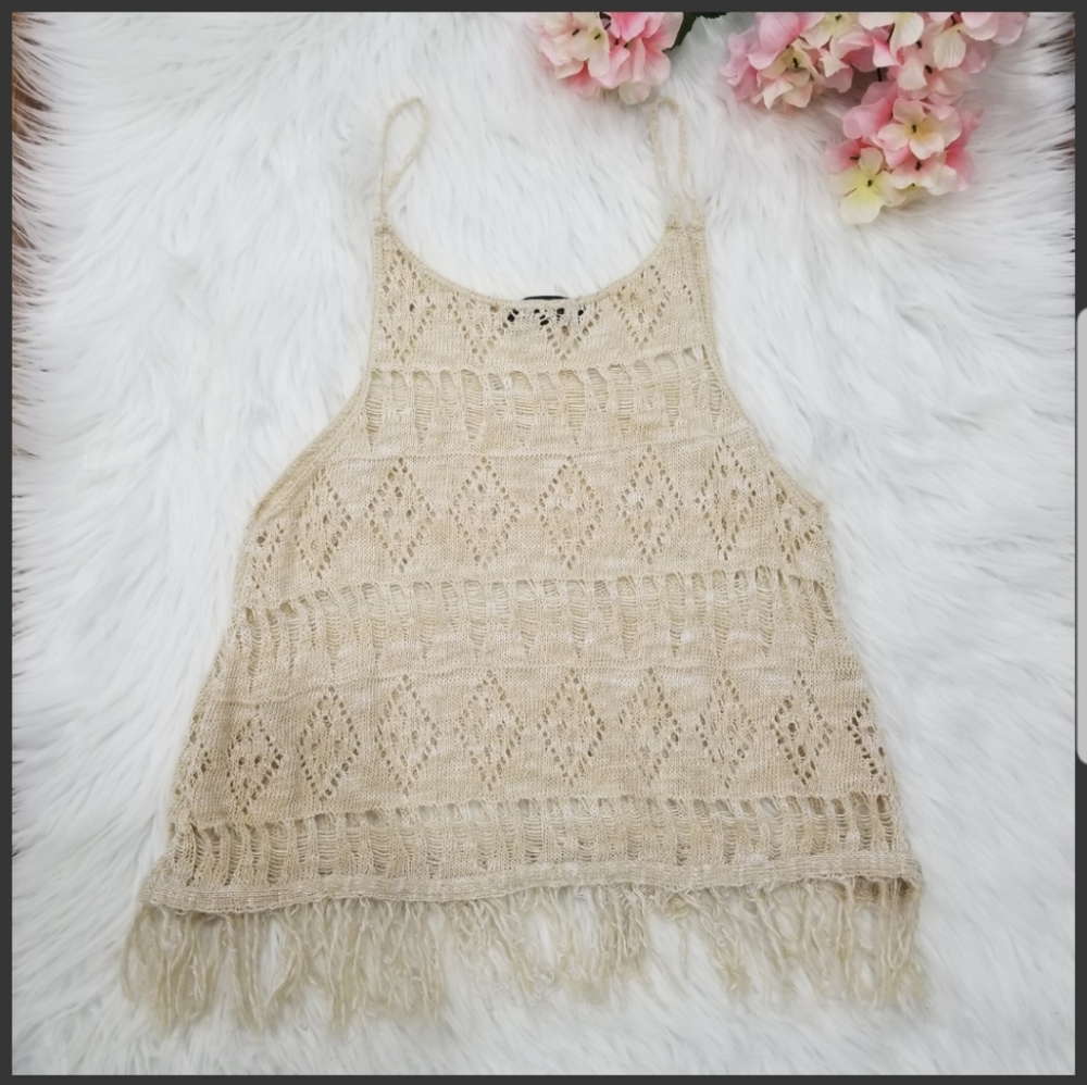 Embroidered Sleeveless Blouse, Cream Color Size M. - Picture 1 of 10